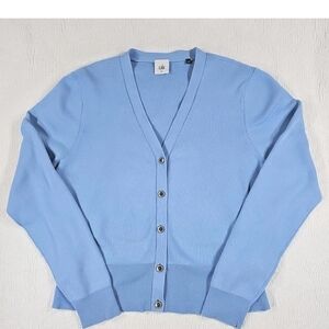 Cabi Cardigan Sweater Glacier Blue Cut Out Back #5140 Old Money Preppy XL
